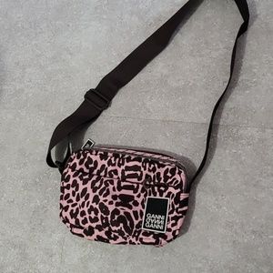 Ganni pink leopard crossbody bag